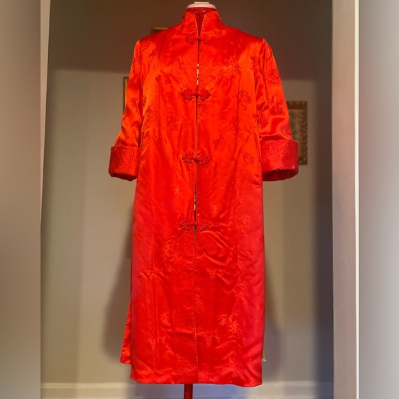 Stunning Reversible Vintage Asian Patterned Housecoat Duster Jacket / Robe - Picture 14 of 16